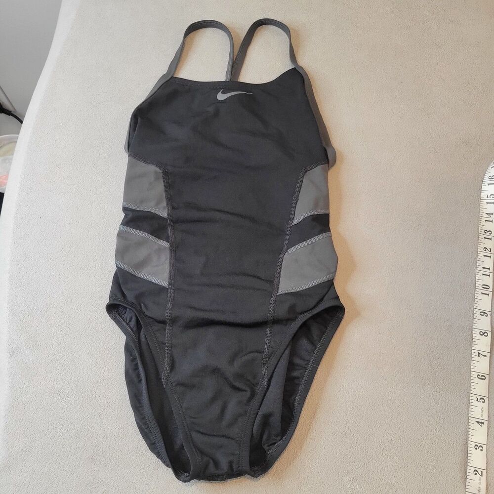 Nike Hydrastrong Swimsuit Size US6 Black & Gray One Piece